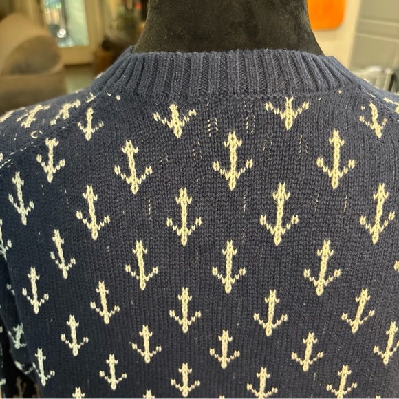 Crown & Ivy Navy and White Anchor Crewneck Sweater - Picture 5 of 6